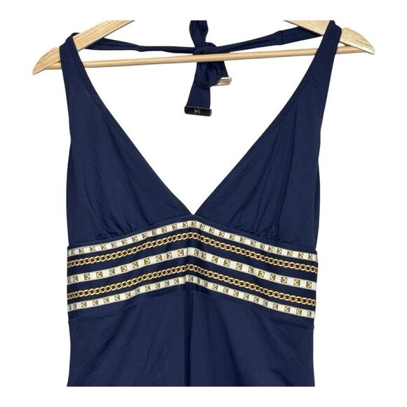 MICHAEL Michael Kors Chain Border Halter One-Piece Swimsuit Size16 - Picture 5 of 8